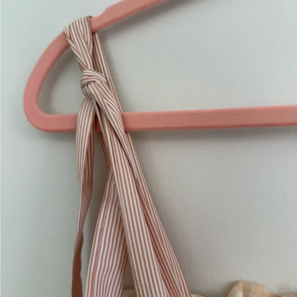 MARBLE Peach Gingham Smocked Dress with pockets - Picture 9 of 9